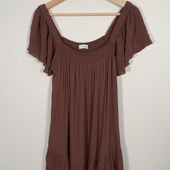 GENTLE FAWN | COFFEE TIERED SQUARE NECK DRESS - Picture 5 of 13